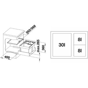Produktbild für Einbaumülleimer BLANCO Flexon II XL 60/3, 521473