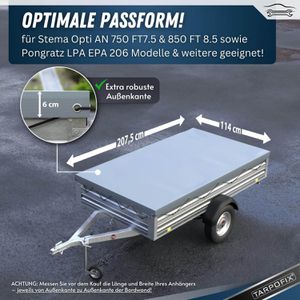 Produktbild für Anhänger-Plane Tarpofix FP1-GR, wasserdichte Flachplane