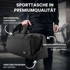 Produktbild für Sporttasche bemaxx Sports Bag, schwarz, mit Rucksackfunktion