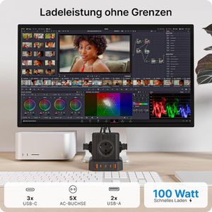 Produktbild für Steckdosenwürfel Voomy Power S100, mit Schalter, weiß