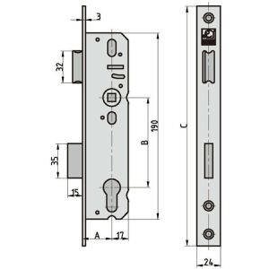Produktbild für Einsteckschloss BASI ES 9585-4016 DIN links/rechts