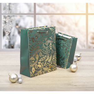 Produktbild für Geschenktüte Sigel GT119, Golden Ornaments on green