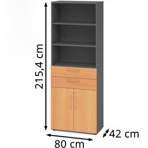 Produktbild für Kombischrank Hammerbacher Serie 9 Advanced, buche / graphit