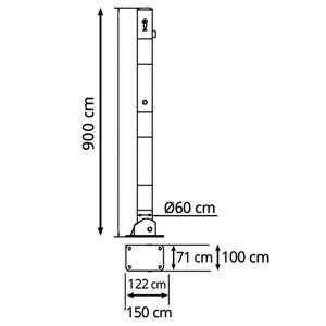 Produktbild für Absperrpfosten Schake 460UZB+2, 2 Ösen, rot/weiß, aus Metall