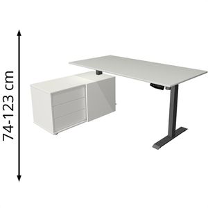 Produktbild für Schreibtisch Kerkmann Move 1, 2166, lichtgrau, mit Sideboard