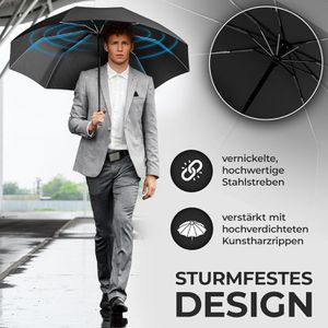 Produktbild für Regenschirm Wilford&amp;Sons schwarz, sturmfest