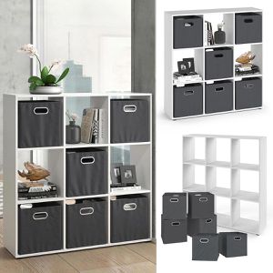 Produktbild für Bücherregal Vicco Nove, weiß, mit 6 Faltboxen