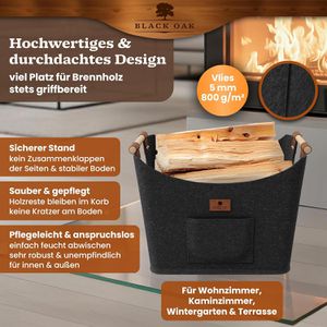 Produktbild für Kaminholztasche Black-Oak Montana XL, anthrazit