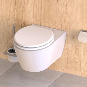 Produktbild für WC-Sitz Schütte White 84100, oval, aus Holz