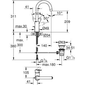 Produktbild für Waschtischarmatur GROHE BauEdge L-Size, verchromt