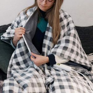 Produktbild für Heizdecke Navaris Poncho, grau / weiß