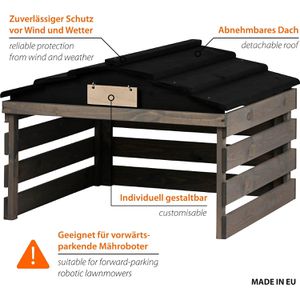 Produktbild für Mähroboter-Garage dobar 56191e, grau / schwarz, aus Holz