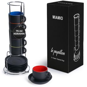 Produktbild für Espressotassen Miamio Le Papillon, schwarz/farbig