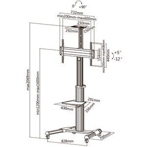 Produktbild für TV-Ständer myWall HP101L, Ablage &amp; Rollen, silber, Metall