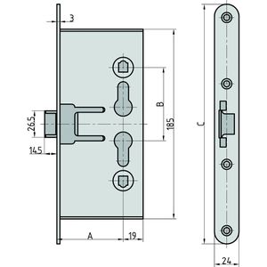 Produktbild für Einsteckschloss BASI 9840-6520, DIN links/rechts