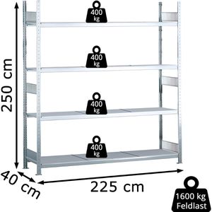 Produktbild für Weitspannregal Schulte 15600, 4 Metallböden