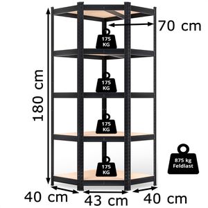 Produktbild für Schwerlastregal Monzana 109723, 5 Holzböden