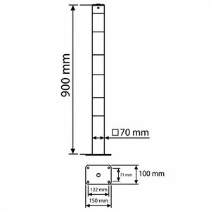Produktbild für Absperrpfosten Schake 470PBG/2, 2 Ösen, schwarz/gelb, Metall