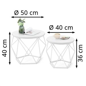Produktbild für Beistelltisch Vasagle LET040W46, weiß, aus Holz / Metall
