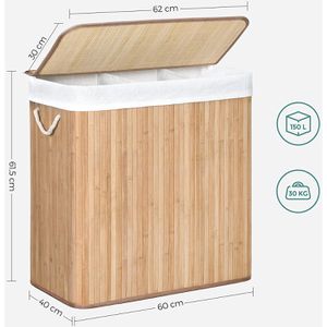 Produktbild für Wäschekorb Songmics LCB091N01 braun, mit 3 Fächern