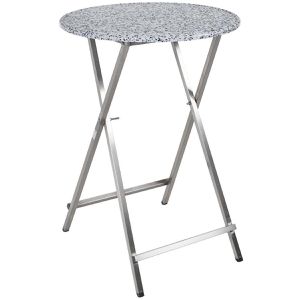 Stehtisch RUKU1952 weiß marmoriert Ø 80 cm, klappbar