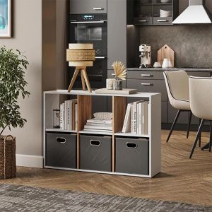 Produktbild für Bücherregal Vicco Karree, weiß / eiche