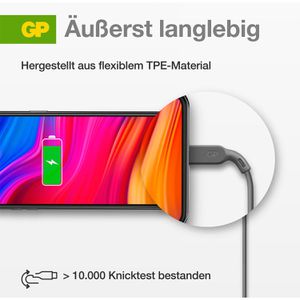 Produktbild für Ladekabel GP Batteries GPCBCL1PGYUSB221, grau, 1m