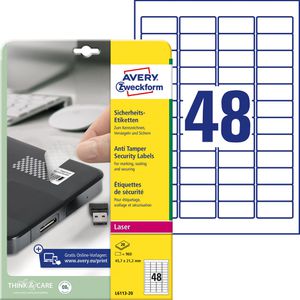 Produktbild für Sicherheitsetiketten Zweckform L6113-20, weiß