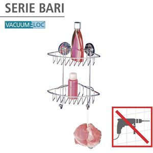 Wenko Duschablage Bari Vacuum-Loc, chrom, Saug-System, ohne Bohren,  Eckregal mit 2 Etagen – Böttcher AG