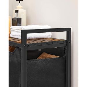 Produktbild für Wäschekorb Vasagle BLH301B01, schwarz, 3 Fächer