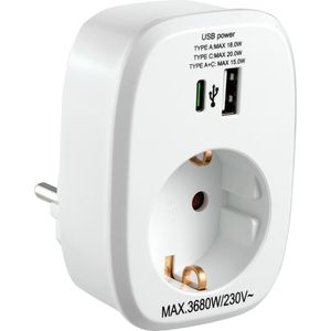 Produktbild für Steckdosenadapter McPower 1300668, weiß