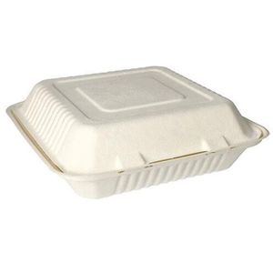 Produktbild für Menüboxen Papstar 89431 pure, weiß, aus Zuckerrohr
