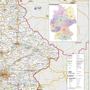 Produktbild für Deutschlandkarte Stiefel Straßenkarte, rahmenlos