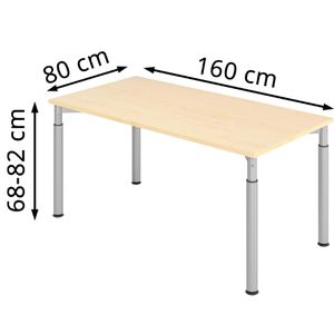 Produktbild für Schreibtisch Hammerbacher Y-Serie, ahorn / silber