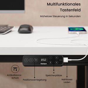 Produktbild für Schreibtisch FlexiSpot E7QB, weiß / schwarz