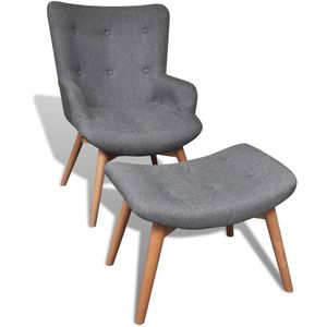 Loungesessel vidaXL 274817, dunkelgrau, mit Hocker