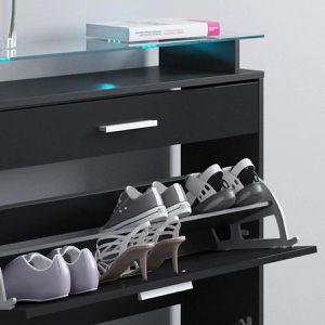 Produktbild für Schuhschrank Vicco Alex, schwarz, mit LED-Beleuchtung