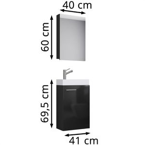 Produktbild für Waschtisch VCM Slito, 914137, mit Spiegelschrank, schwarz