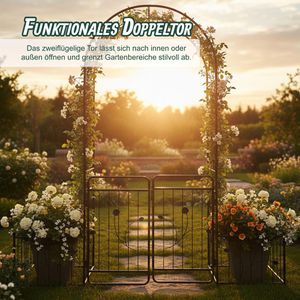 Produktbild für Rosenbogen Relaxdays 10052900, schwarz, mit Tür &amp; Pflanzkasten