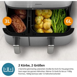 Produktbild für Heißluftfritteuse Philips Series 5000 Dual Basket, NA555/00