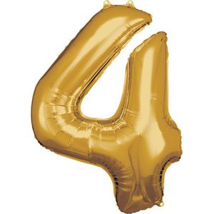 Luftballons Amscan 9906269, Riesenzahl 4, gold