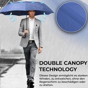 Produktbild für Regenschirm Wilford&amp;Sons Doppeldach, blau, sturmfest