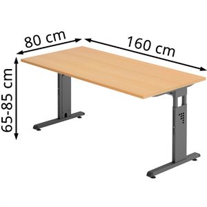 Produktbild für Schreibtisch Hammerbacher O-Serie, buche / graphit