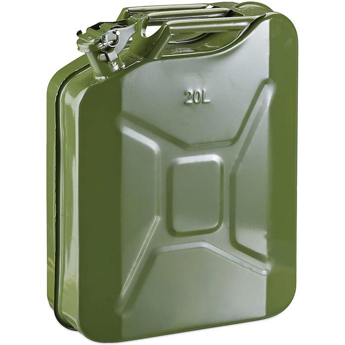 Oxid7® Metall Benzinkanister Kraftstoffkanister olivgrün 5 Liter + Ausgießer