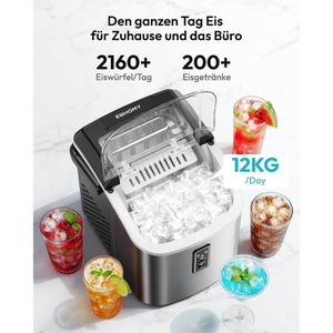 Produktbild für Eiswürfelmaschine EUHOMY Edelstahl, IM008-BBL, silber