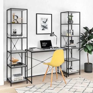 Produktbild für Bücherregal Vicco Fyrk, schwarz / beton grau