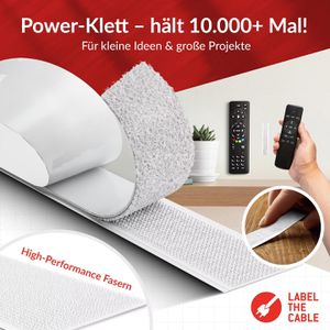 Produktbild für Klettband Label-the-cable Easy Tape Strap, weiß
