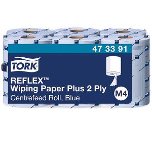 Produktbild für Putztuchrolle Tork Reflex, 473391, M4, Recyclingpapier, blau