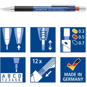 Produktbild für Druckbleistift Staedtler Mars micro 775 Set, blau, Kunststoff