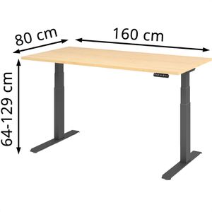 Produktbild für Schreibtisch Hammerbacher XDKB 16, ahorn / graphit
